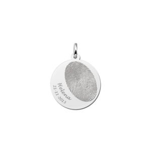 Names4ever Zilveren Ronde Hanger met Vingerafdruk