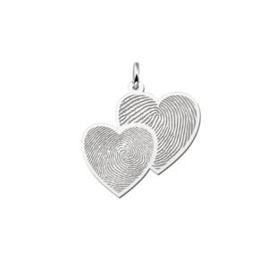 Names4ever Zilveren Vingerafdruk Hanger Twee Harten