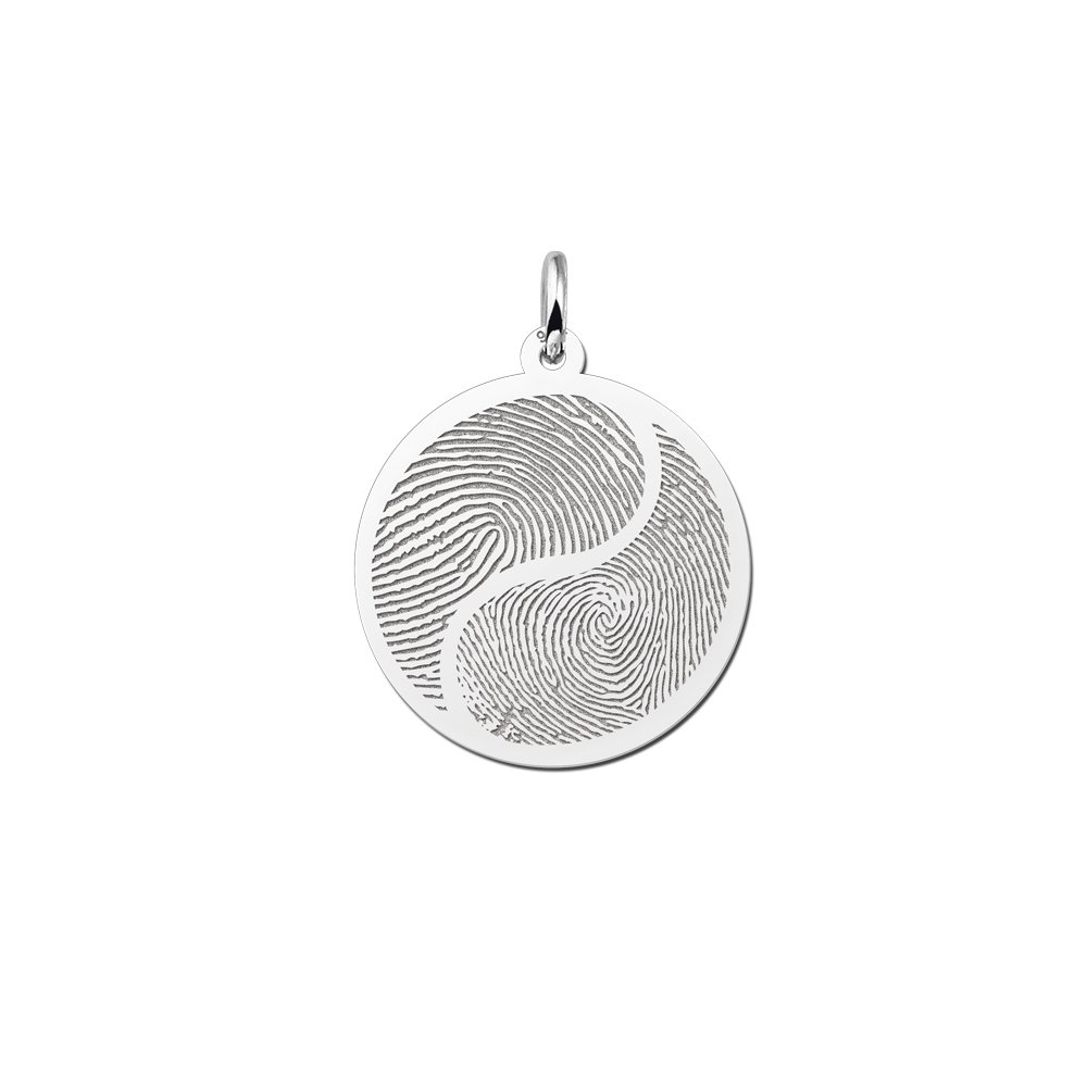 Names4ever Zilveren Yin Yang Hanger met Vingerafdruk
