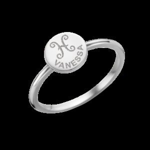 Zilveren Ring Disc met Sterrenbeeld en Naamgravure | Names4ever