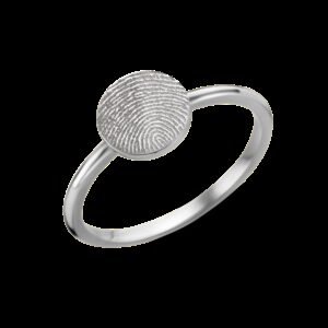 Zilveren Disc Ring Rond met Vingerafdruk | Names4ever
