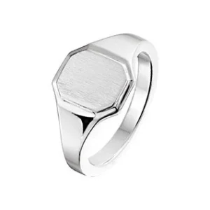 Graveer Ring Jongens | Gepolijst Zilver met Gediamanteerde Voorkant