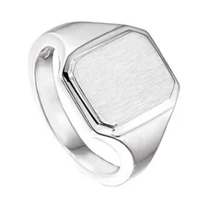 Graveer Ring Jongens | Gepolijst Zilver met Gediamanteerde Voorkant