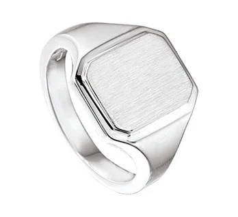 Graveer Ring Jongens | Gepolijst Zilver met Gediamanteerde Voorkant