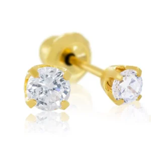 Goudkleurige schietoorbellen met 3 mm zirkonia
