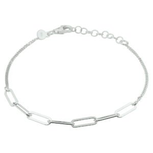 Schakelarmband met open schakels | Gerhodineerd zilver | 17 + 2 cm