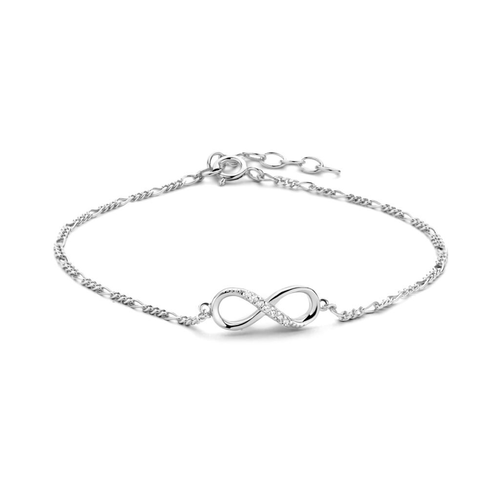 Zilveren armbandje met infinity teken en zirkonia's