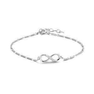 Zilveren armbandje met infinity teken en zirkonia's