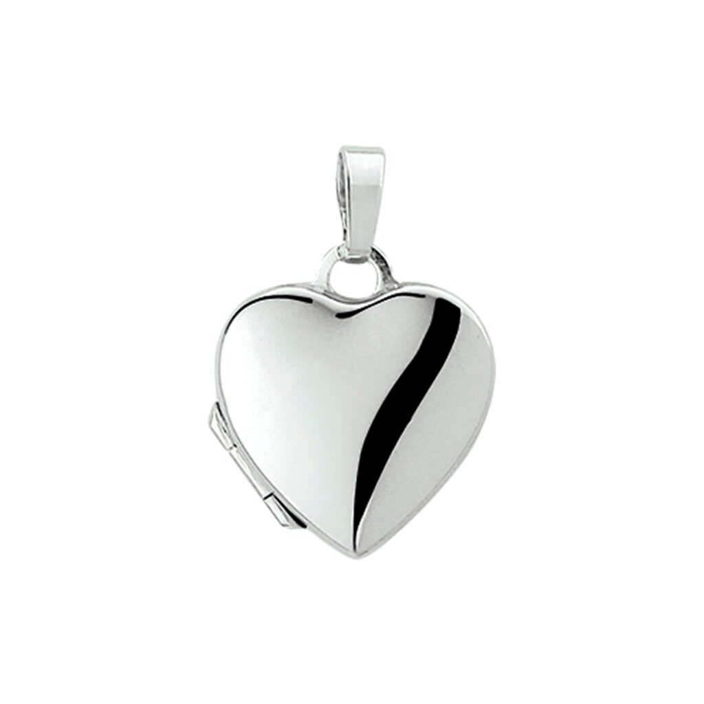 Medaillon Hart | 14 karaat | Witgoud