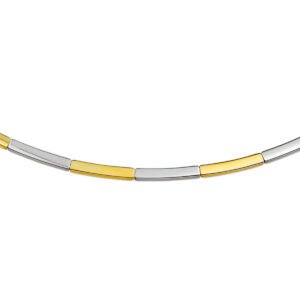 Bicolor ketting met vlakke schakels | 14 karaat | Geelgoud & Witgoud