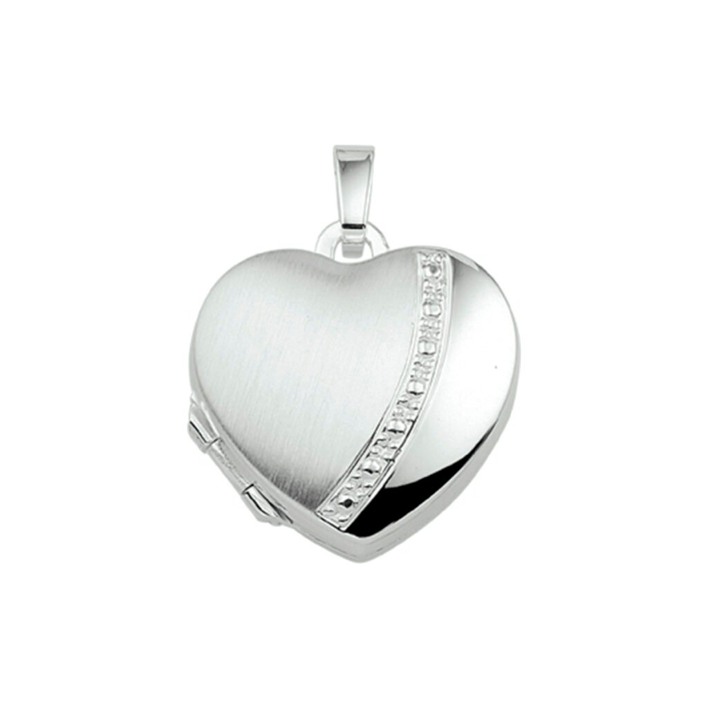 Medaillon hartvormig | 925 sterling | Mat met gepolijste zilver