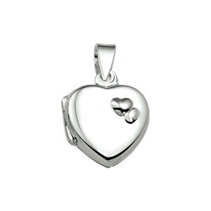 Medaillon hartvormig met foto en dubbel hart decoratie | 925 sterling | Zilver