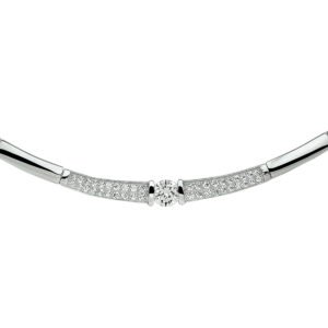 Zilveren Collier met Luxueus Zirkonia Kopstuk | 42 + 3 cm | 925 Sterling Zilver