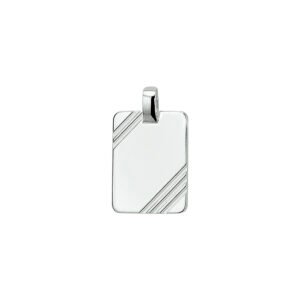 Zilveren rechthoekige graveerbare hanger | 925 sterling zilver | Gediamanteerd en gerhodineerd