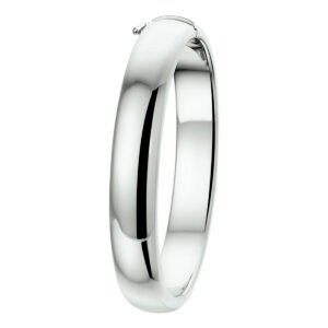 Zilveren bangle armband met bolle vorm