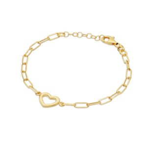 Schakel Armband Met Hart | Goudkleurig | 19 cm | Zilver