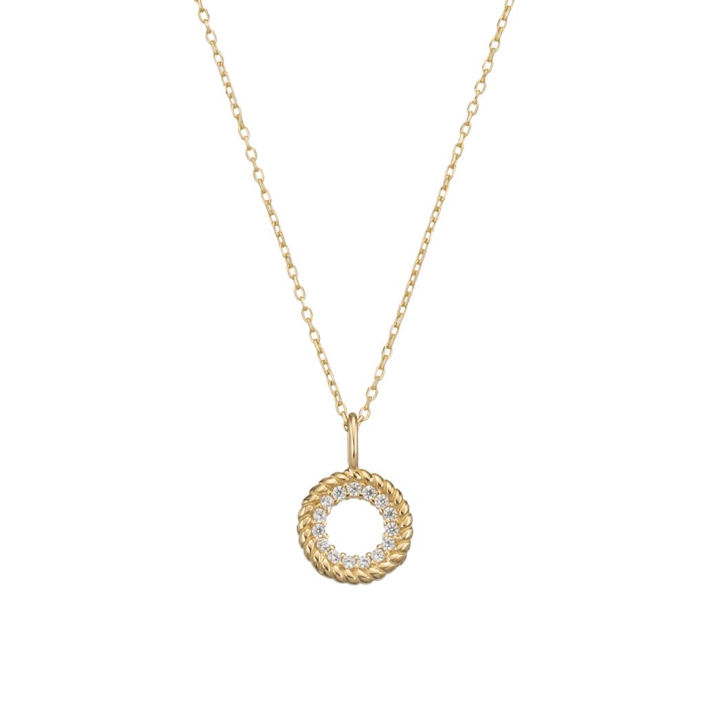 Gouden collier met open geribbelde ringen | 14 karaat | Geelgoud