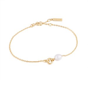 Ania Haie Pearl Power Armband | Goudkleurig | 16,5 + 2 cm | 925 Sterling Zilver