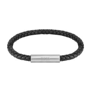 Zwarte gevlochten leren armband van Hugo Boss
