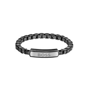 BOSS DEVON Armband | Zwart | 19 cm | Edelstaal