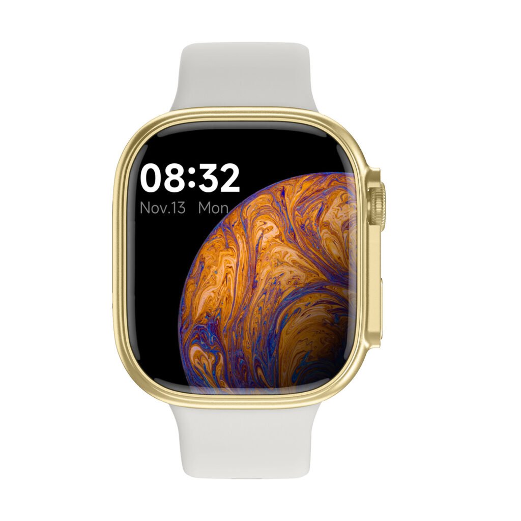 Smartwatch | Goudkleurige kast met Witte siliconen band | SMARTY2.0