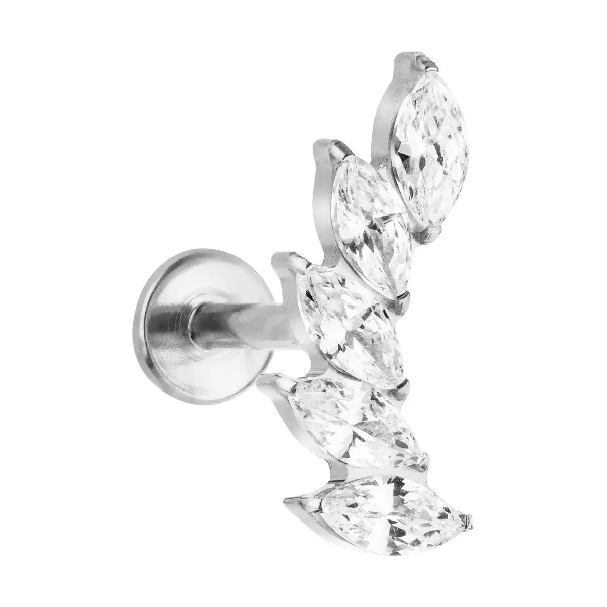 Piercing met Veren – Zilverkleurig Titanium (Punaise Systeem)