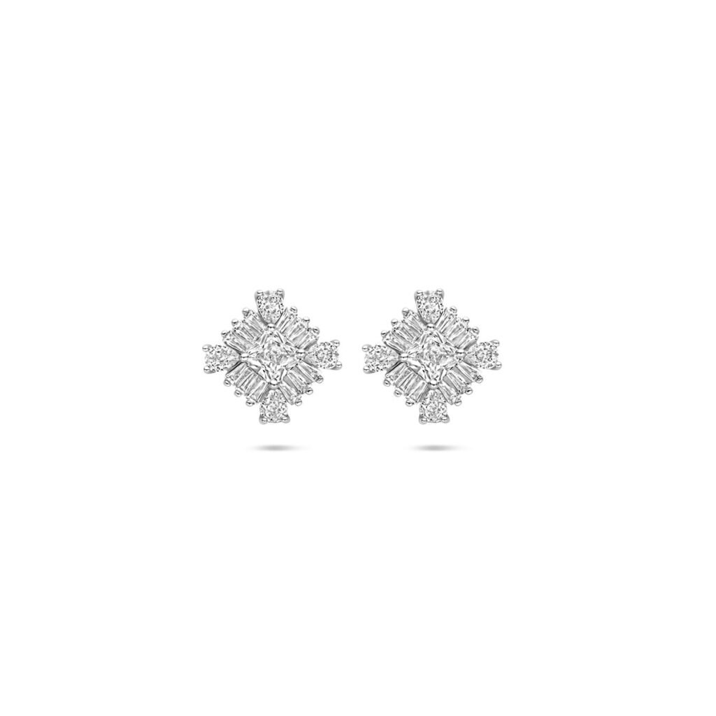 oorknoppen zirkonia 15 mm zilver gerhodineerd