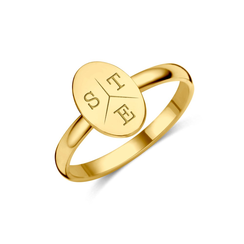 Gouden ovale ring met initialen - Names4ever GZR14063