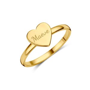 Gouden ring met hartje en naam - Names4ever GZR13061