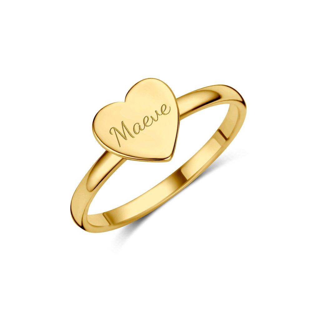 Gouden ring met hartje en naam - Names4ever GZR13061