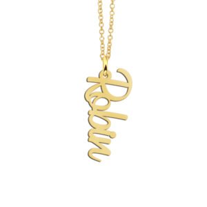 Gouden verticale naamketting Robin - Names4ever GNK80