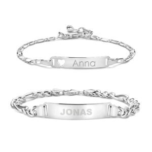 Set armbanden met naam dames en heren zilver - Names4ever ZNA166