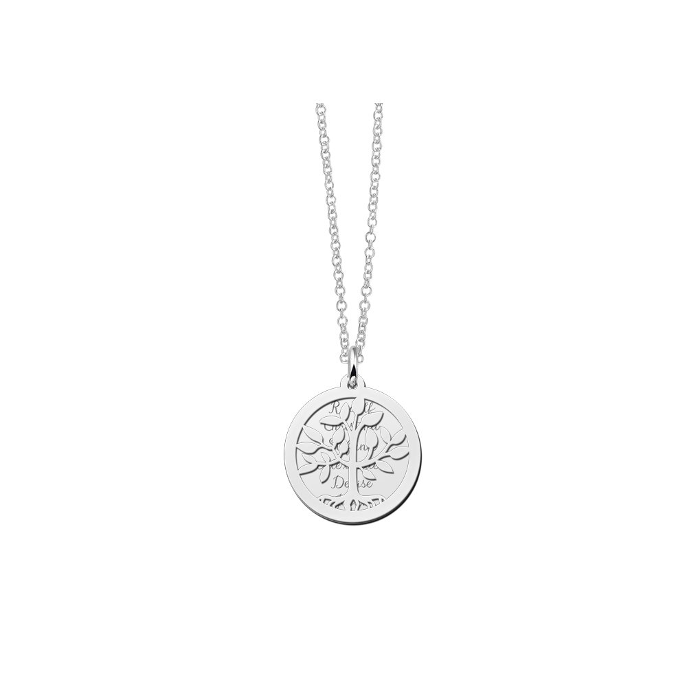 Zilveren levensboomketting met twee schijven - voorbeeld 3