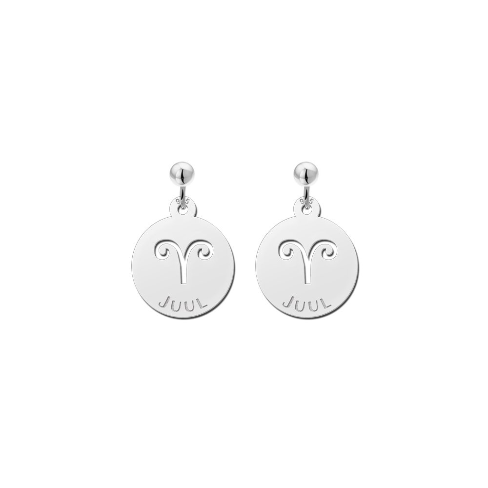 Names4ever ZOH031 zilveren sterrenbeeld-oorbellen rond
