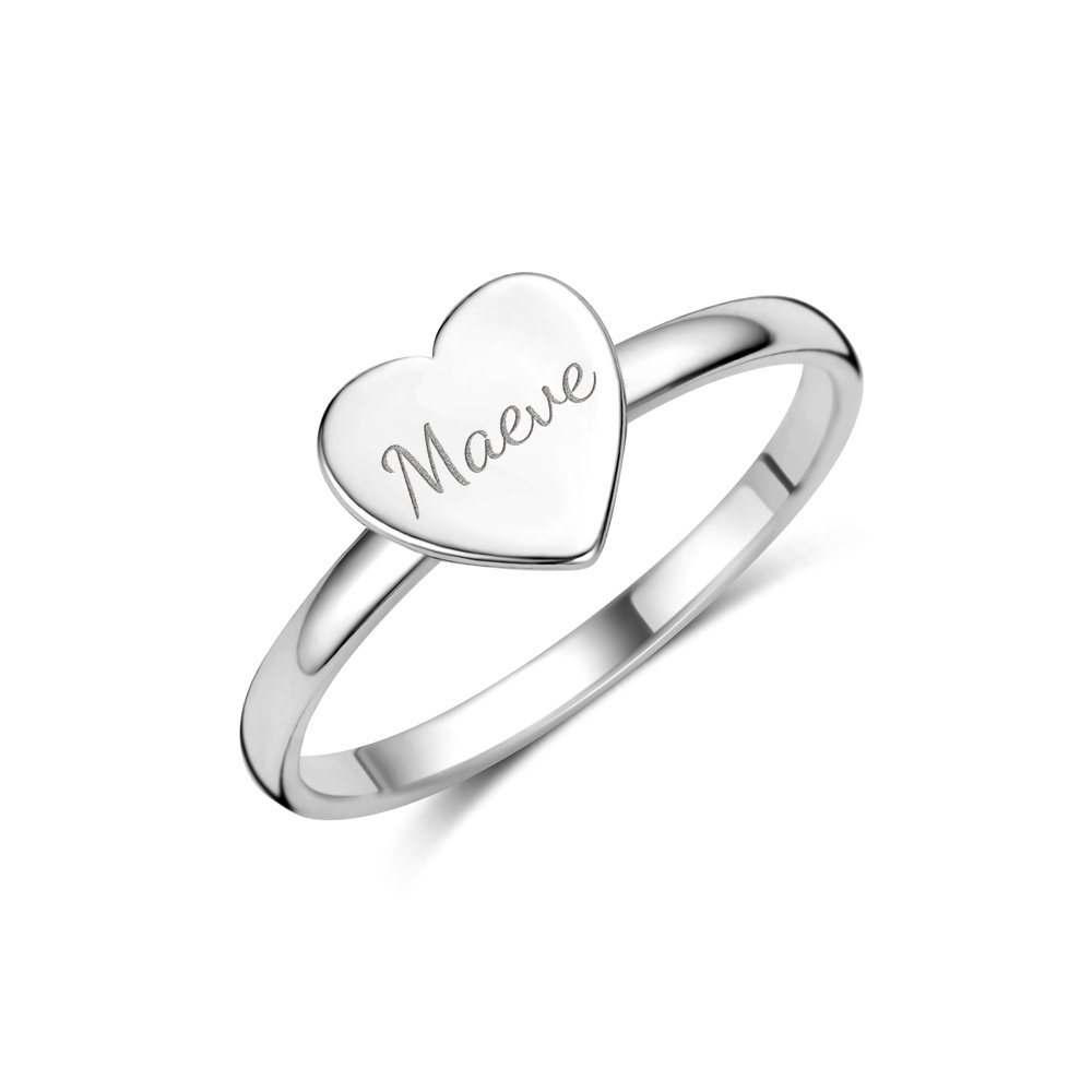 Zilveren ring met hartje en naam - Names4ever ZZR13061