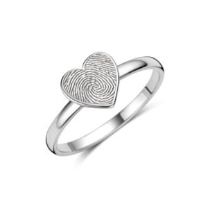 Zilveren ring met hartje en vingerafdruk - Names4ever ZZR13062