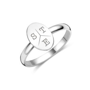 Zilveren ring met ovaal en initialen - Names4ever ZZR14063
