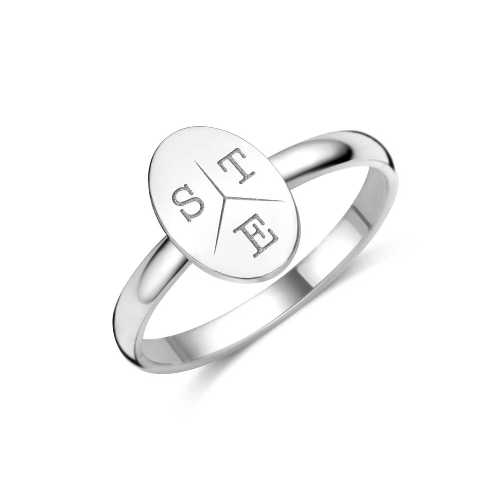 Zilveren ring met ovaal en initialen - Names4ever ZZR14063