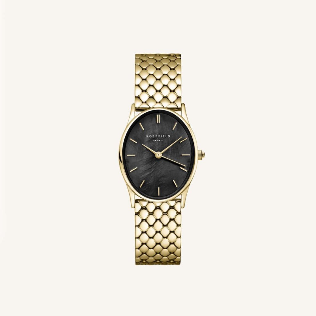 Rosefield Oval Black horloge – goudkleurig / zwart – productfoto 1