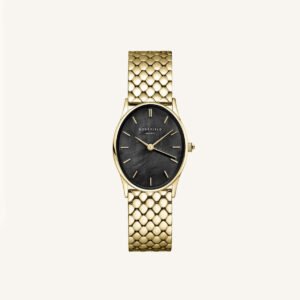 Rosefield Oval Black horloge – goudkleurig / zwart – productfoto 1