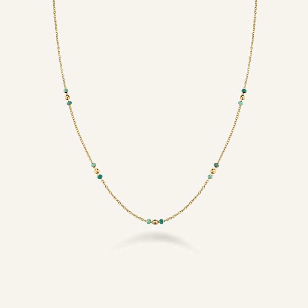 Rosefield Emerald Dotted ketting – goudkleurig – productfoto 1