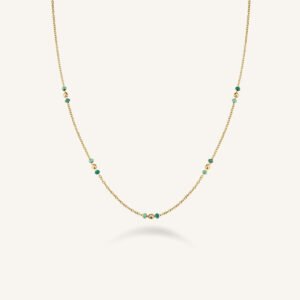 Rosefield Emerald Dotted ketting – goudkleurig – productfoto 1