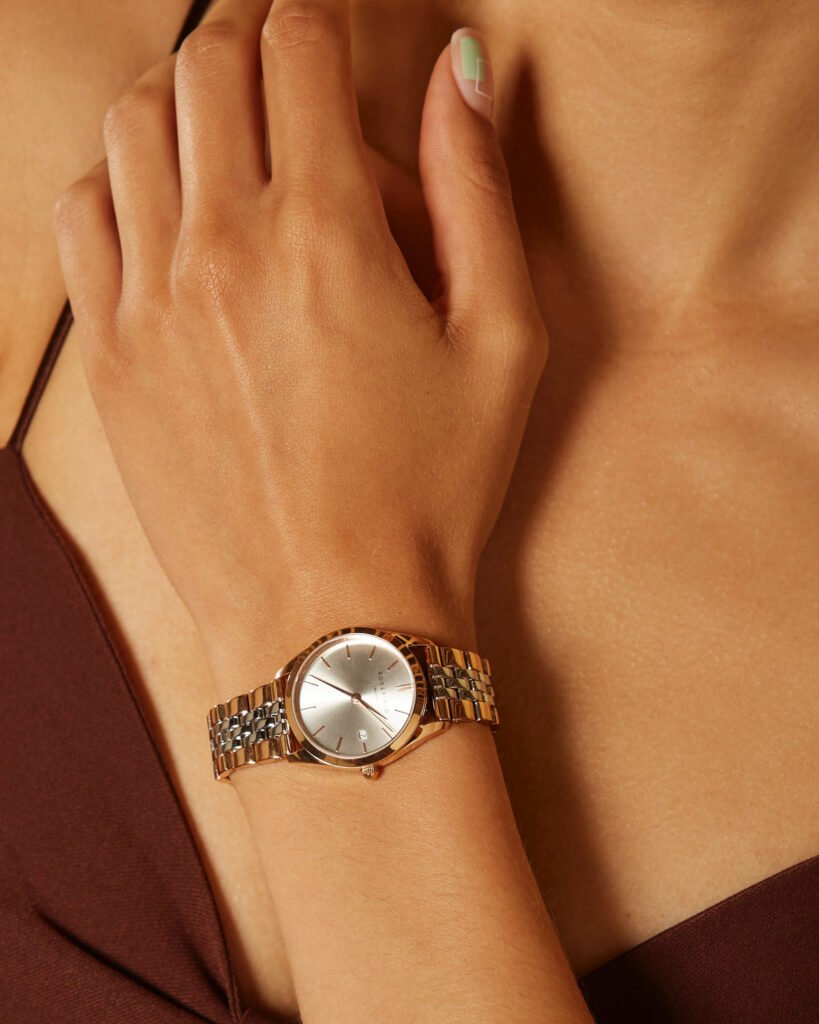 Rosefield Ace XS Duotone horloge – roségoudkleurig / zilverkleurig – productfoto 2