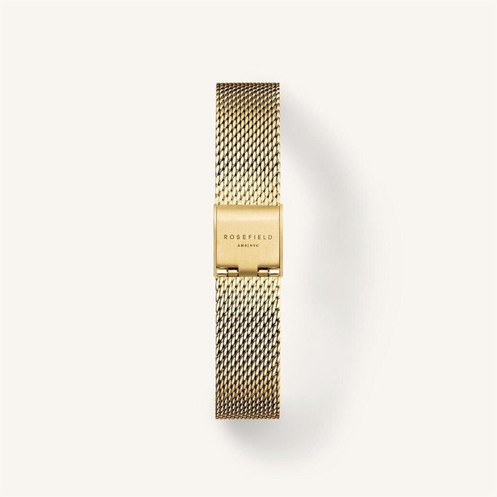Rosefield Small Edit Emerald Mesh horloge – goudkleurig / groen – productfoto 4