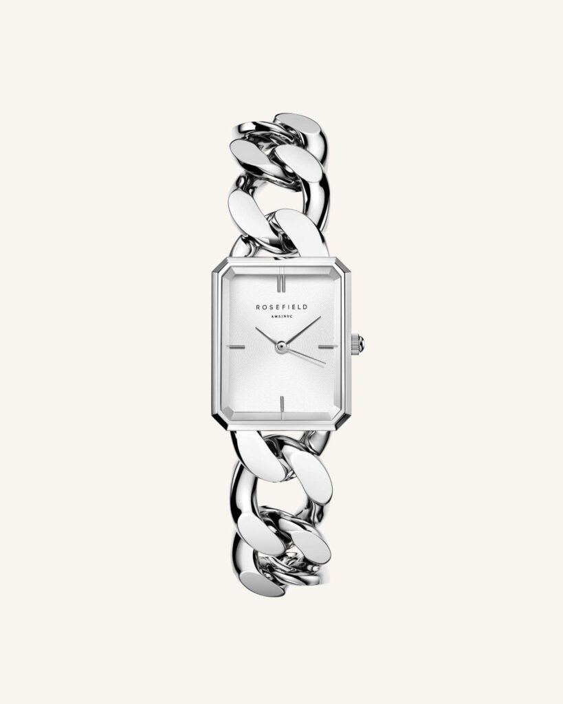 Rosefield Octagon XS Studio horloge – zilverkleurig – productfoto 1