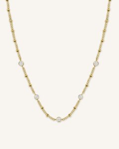 Rosefield Multi Crystal ketting – goudkleurig – productfoto 1