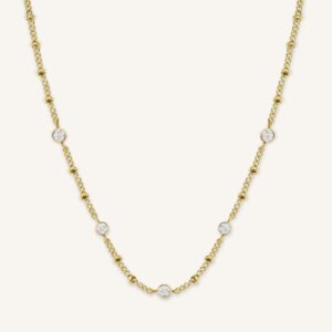 Rosefield Multi Crystal ketting – goudkleurig – productfoto 1