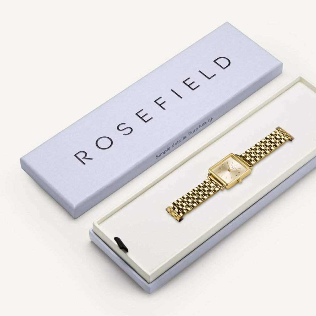 Rosefield Boxy XS Champagne horloge – champagne / goudkleurig – productfoto 4