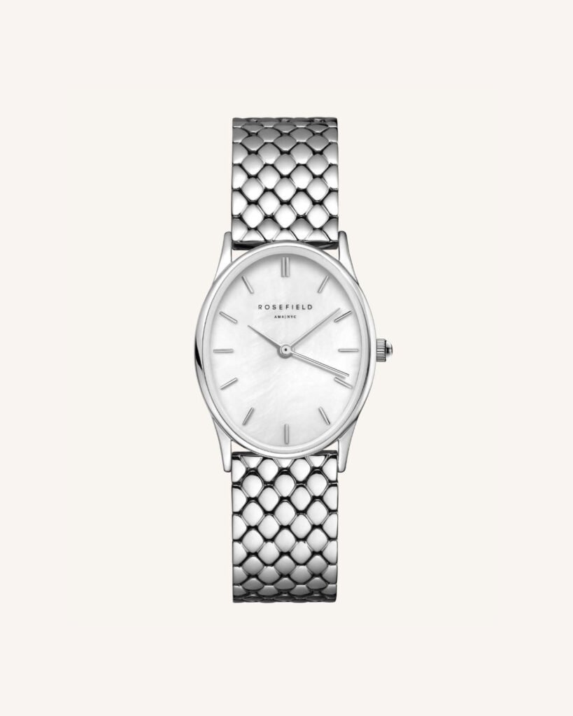 Rosefield Oval Pearl horloge – zilverkleurig – productfoto 1