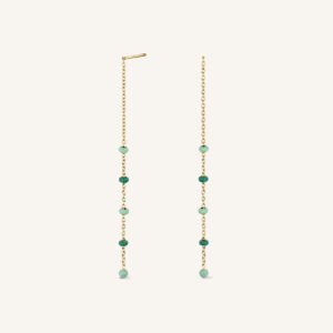 Rosefield Emerald Dotted Threader oorbellen – goudkleurig – productfoto 1
